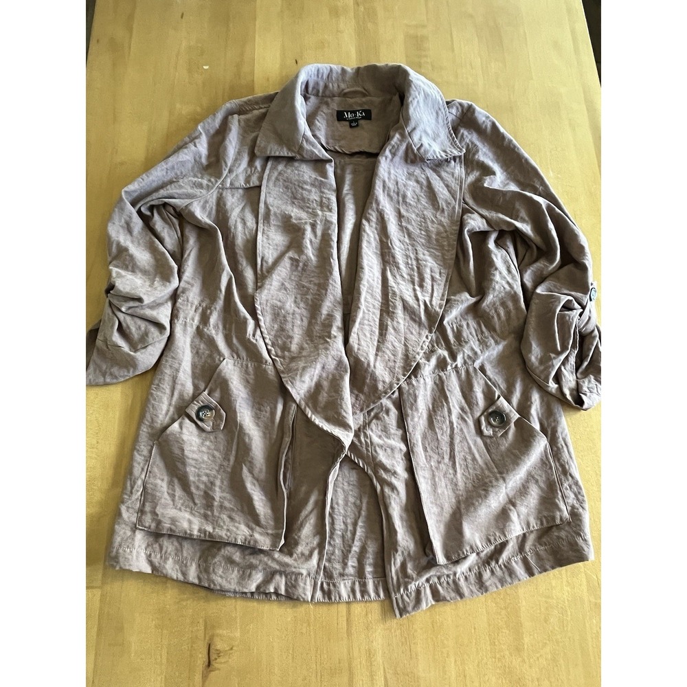 Mo-Ka Women's Lightweight Open Front Jacket Sz L Santa Fe Apparel Dusty Rose